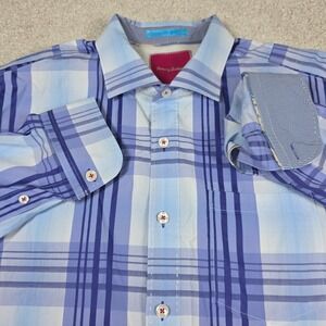 Tommy Bahama XL Plaid Button Down Shirt‎ Long Sleeve Flip Cuff
